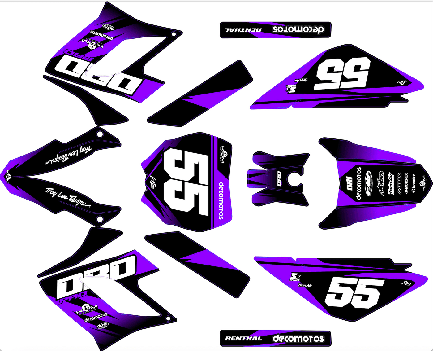 Dekorationskit DERBI DRD RACING 2004-2009 - VIOLETT