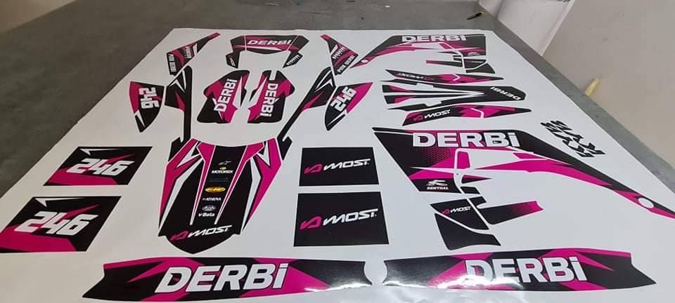 kit grafiche DERBI X-TREME / RACING 2018-2024 - FACTORY ROSA