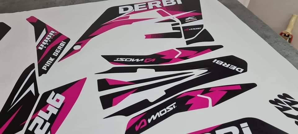 kit grafiche DERBI X-TREME / RACING 2018-2024 - FACTORY ROSA