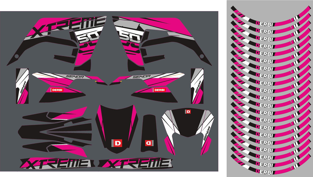 Kit Déco DERBI X-TREME / RACING 2018-2024 - ORIGINE PINK