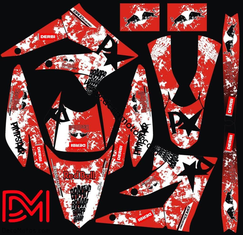 graphics kit RED - DERBI XTREME / RACING 2011-2017
