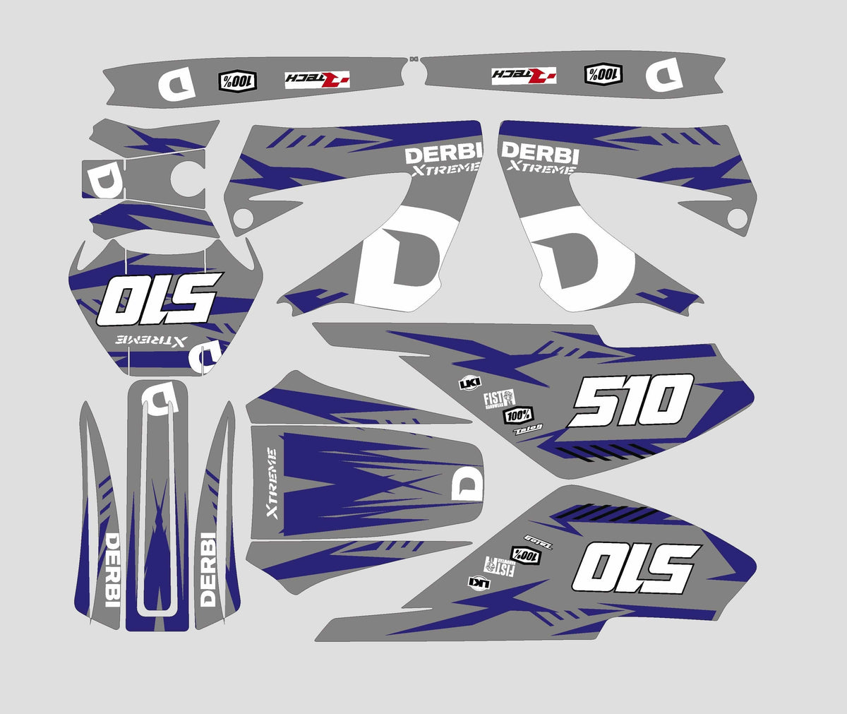 graphics kit DERBI XTREME XRACE FRONT 2011 - GREY BLUE