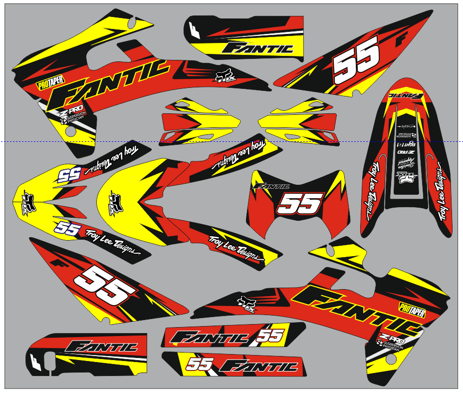 Fantic 50/125 XM / XE 2017-2022 graphics kit - RED YELLOW
