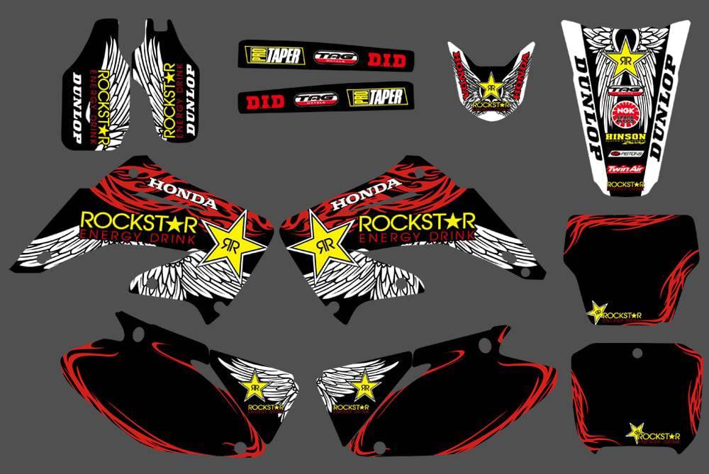 Dekor-Kit HONDA CR 125-250 2002-2013 - ROT SCHWARZER ROCKSTAR
