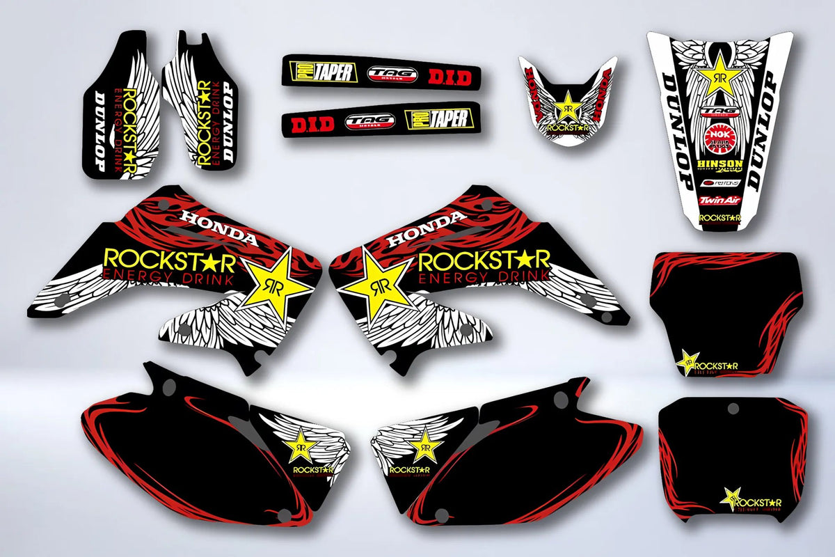 Dekor-Kit HONDA CR 125-250 2002-2013 - ROT SCHWARZER ROCKSTAR