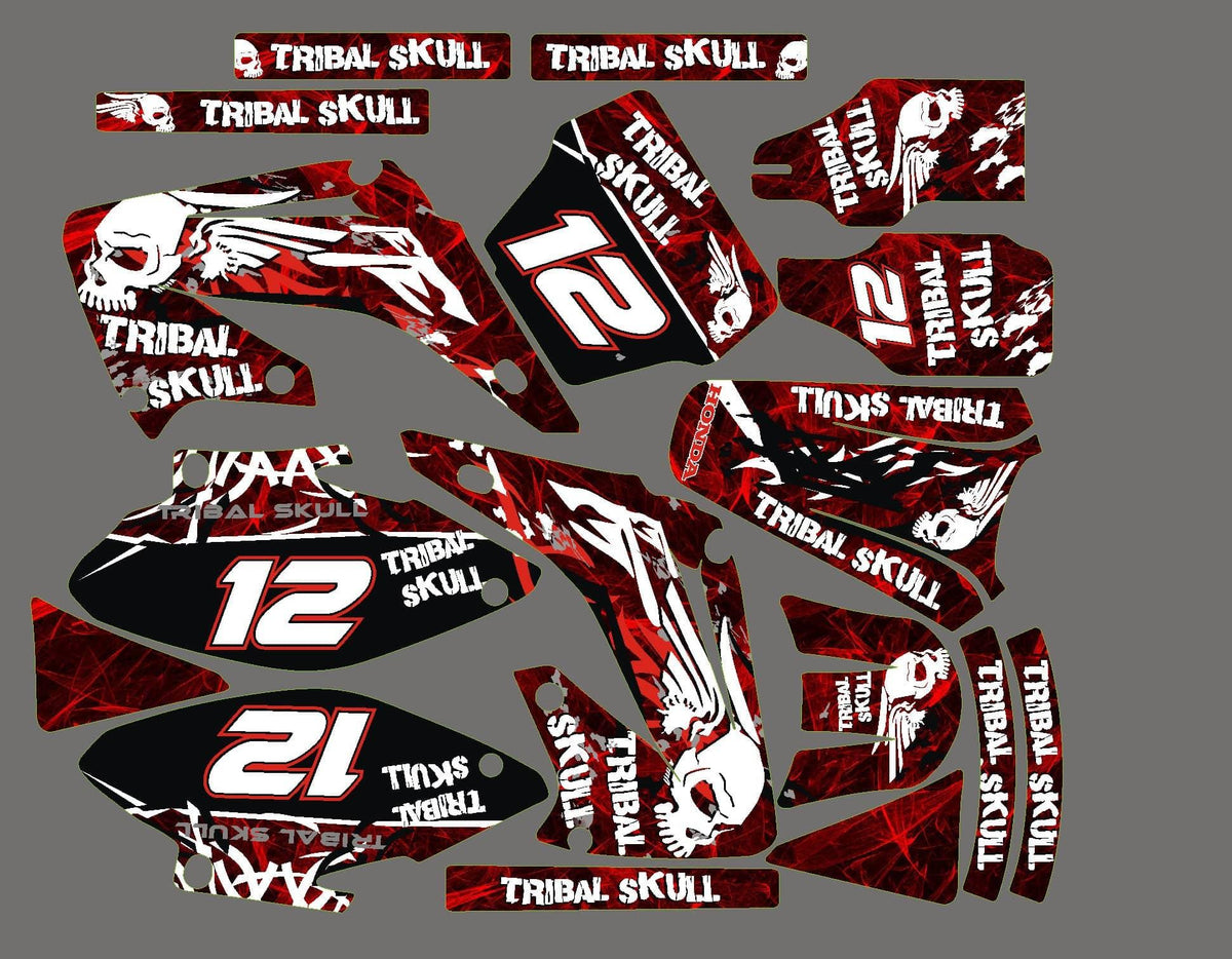 Dekor-Kit HONDA CR 125-250 2002-2013 - TRIBAL SKULL