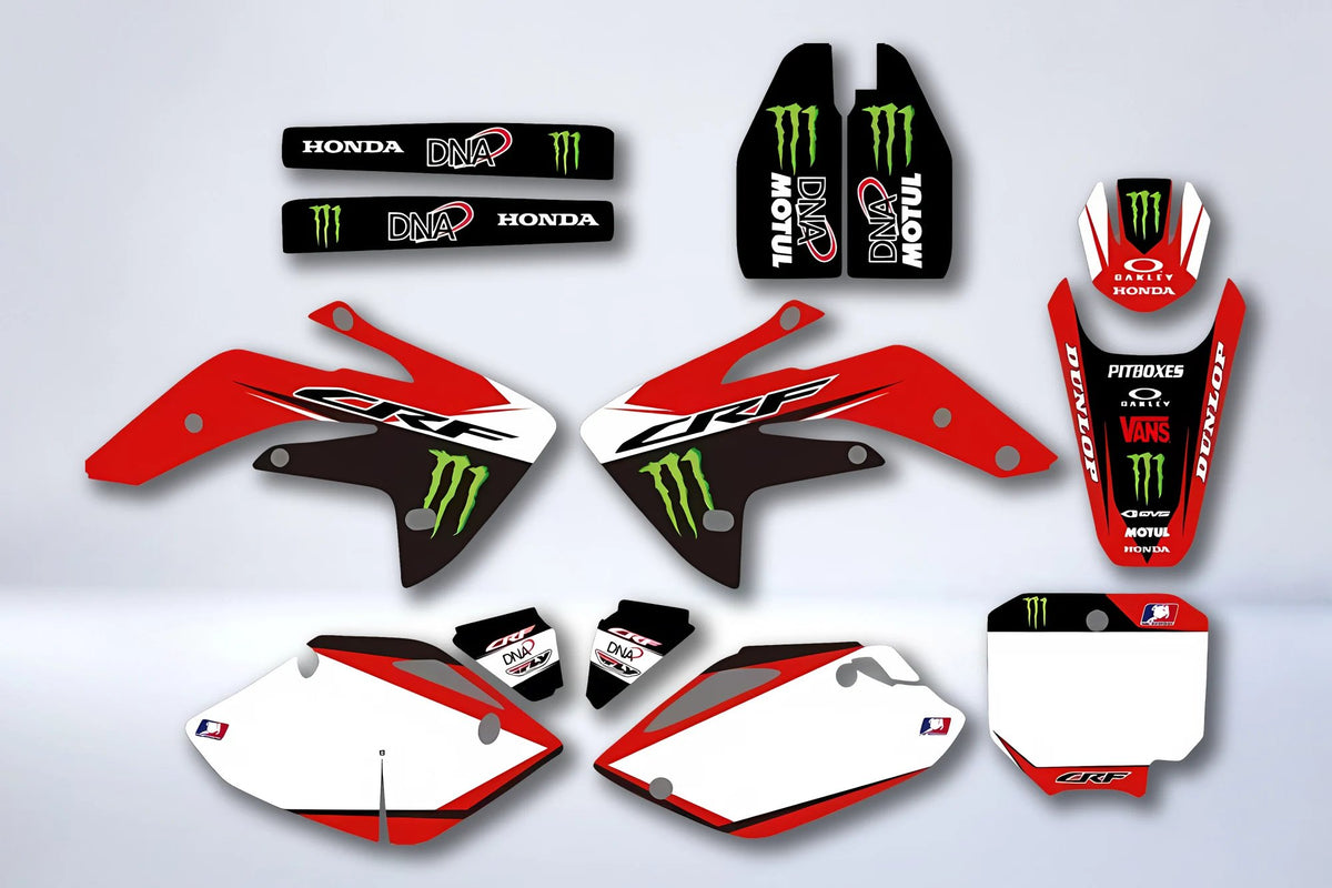 Kit grafiche HONDA CRF 150 2007-2018 MONSTER VERDE ROSSO #2