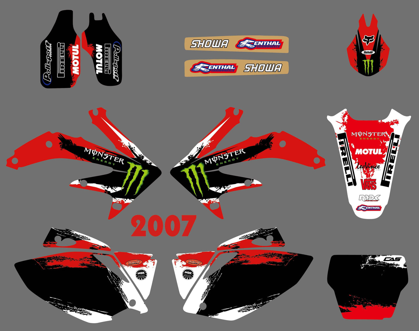 Kit Déco HONDA CRF 450 2005-2008 MONSTER RED