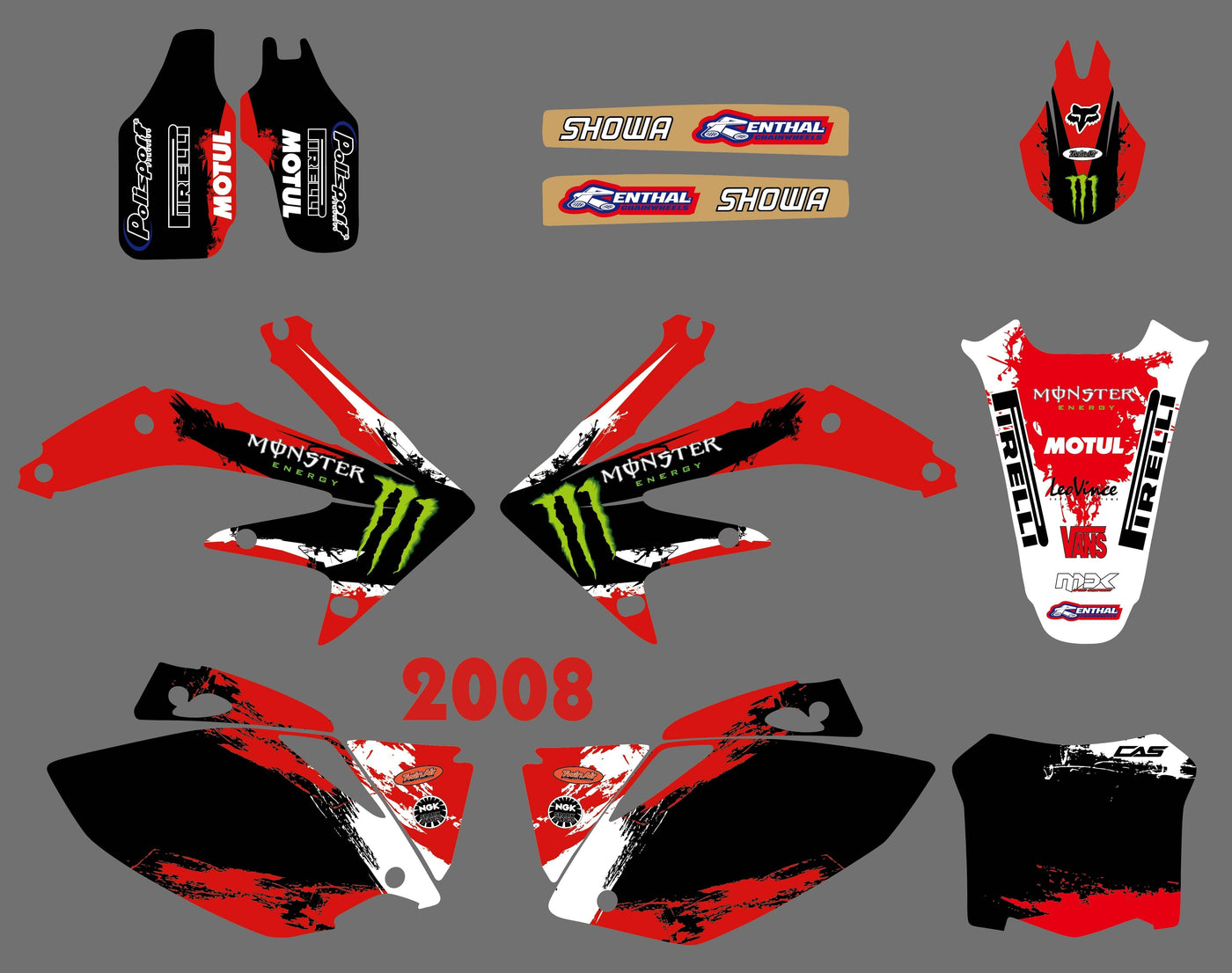 Kit Déco HONDA CRF 450 2005-2008 MONSTER RED