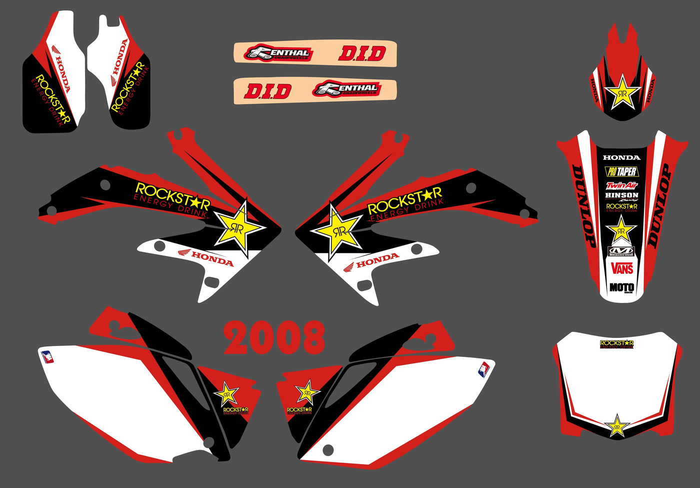Kit Déco HONDA CRF 450 2005-2008 ROCKSTAR RED