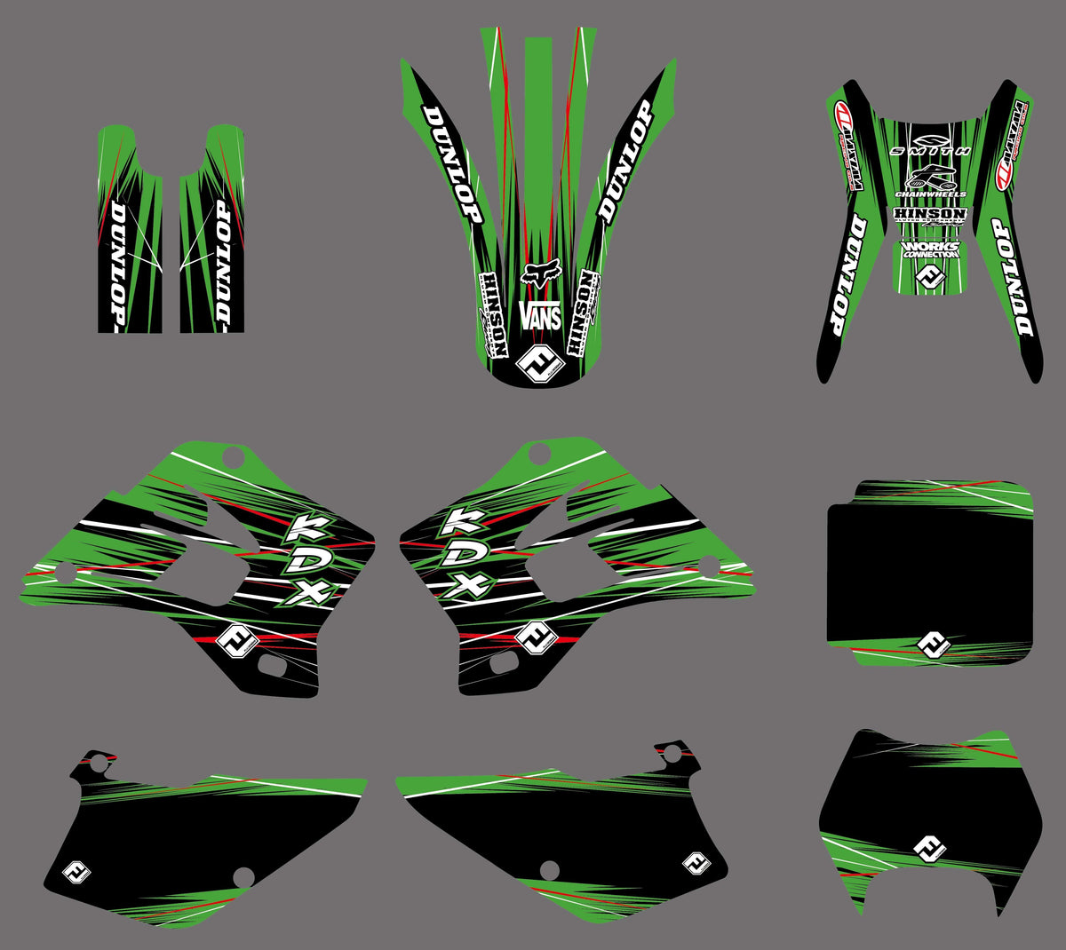 KAWASAKI KDX 200-220 1995-2005 graphics kit - FACTORY