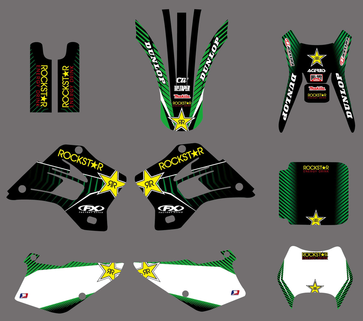 Kit déco KAWASAKI KDX 200-220 1995-2005 ROCKSTAR