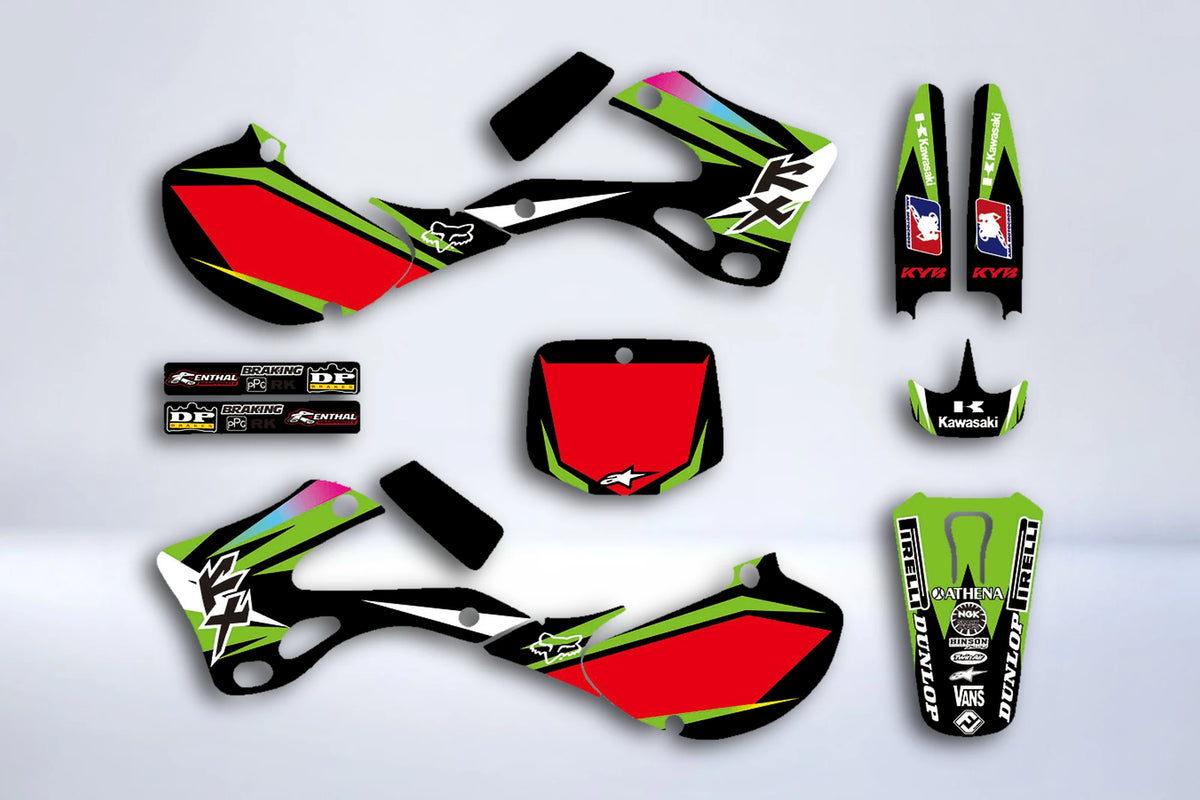 Dekor-Kit KAWASAKI KX 125-250 1999-2002 GRÜN ROT