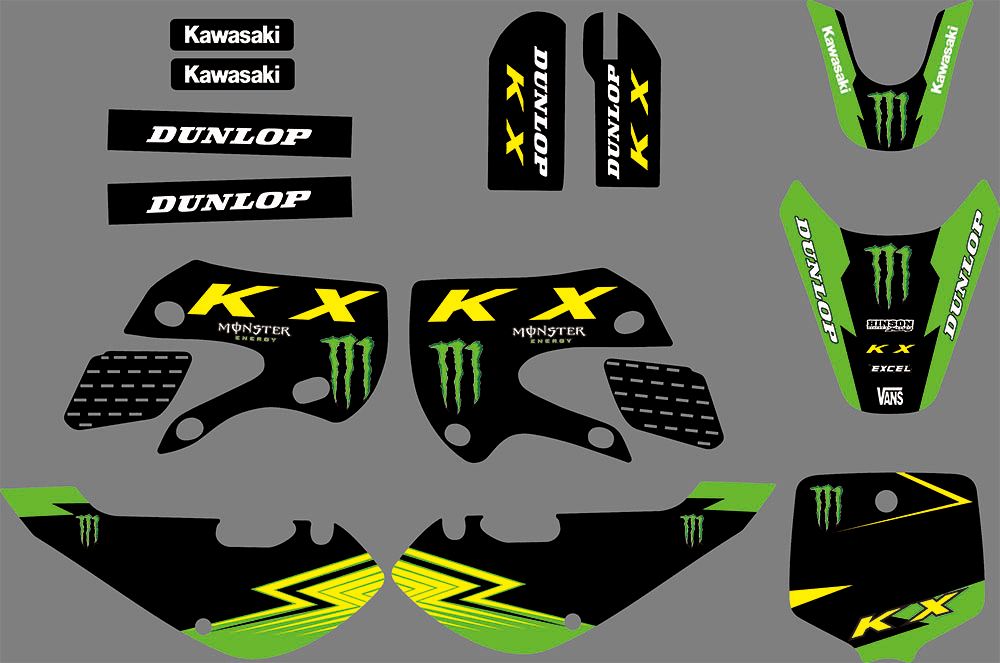 graphics kit KAWASAKI KX 65 (2000-2013) KLX 110 (2000-2009) - MONSTER YELLOW