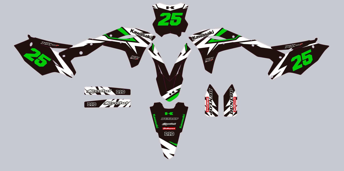 Kit déco KAWASAKI KXF 250 2017-2020 WHITE GREEN