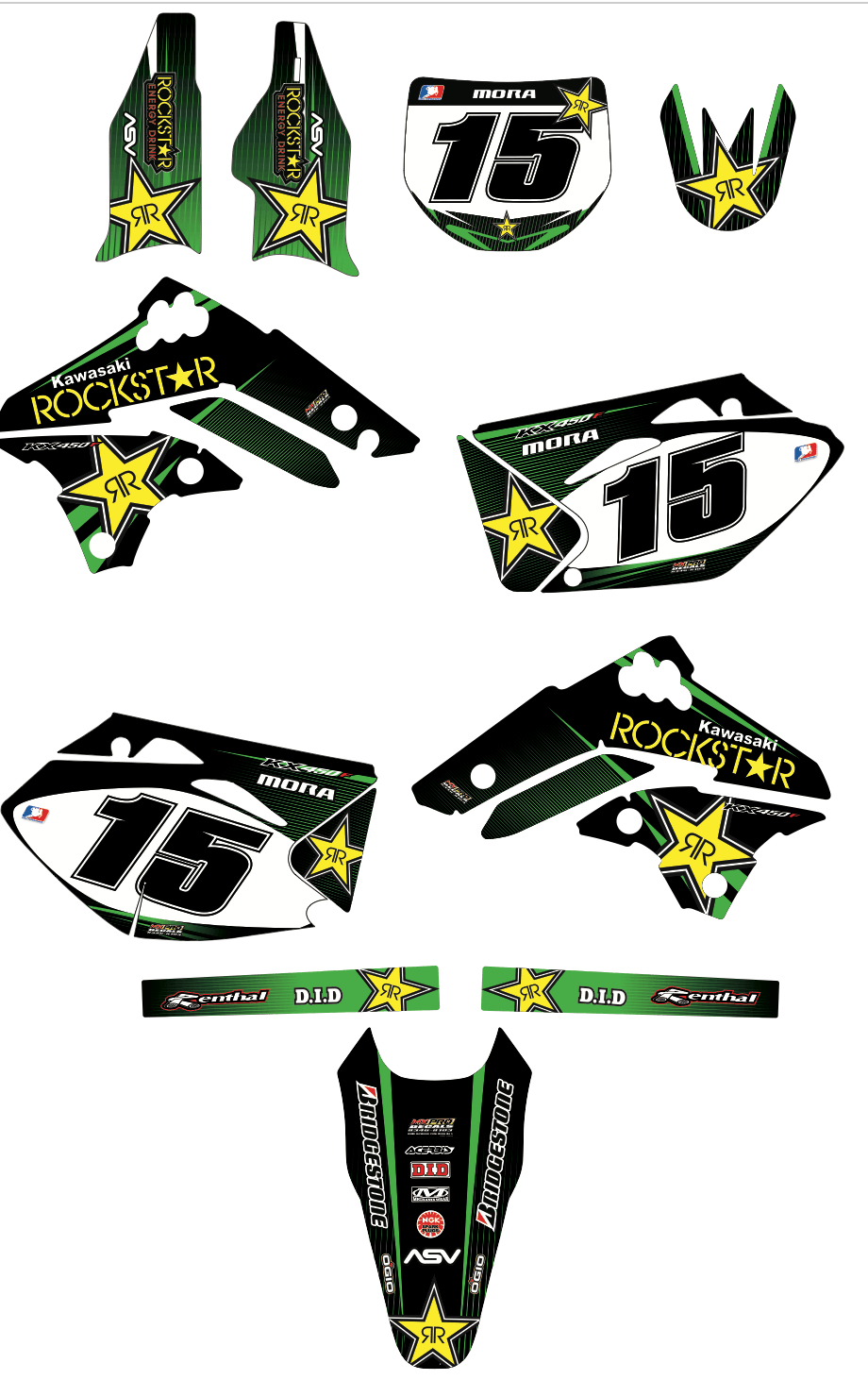 ROCKSTAR graphics kit - Kawasaki KXF 450 2008