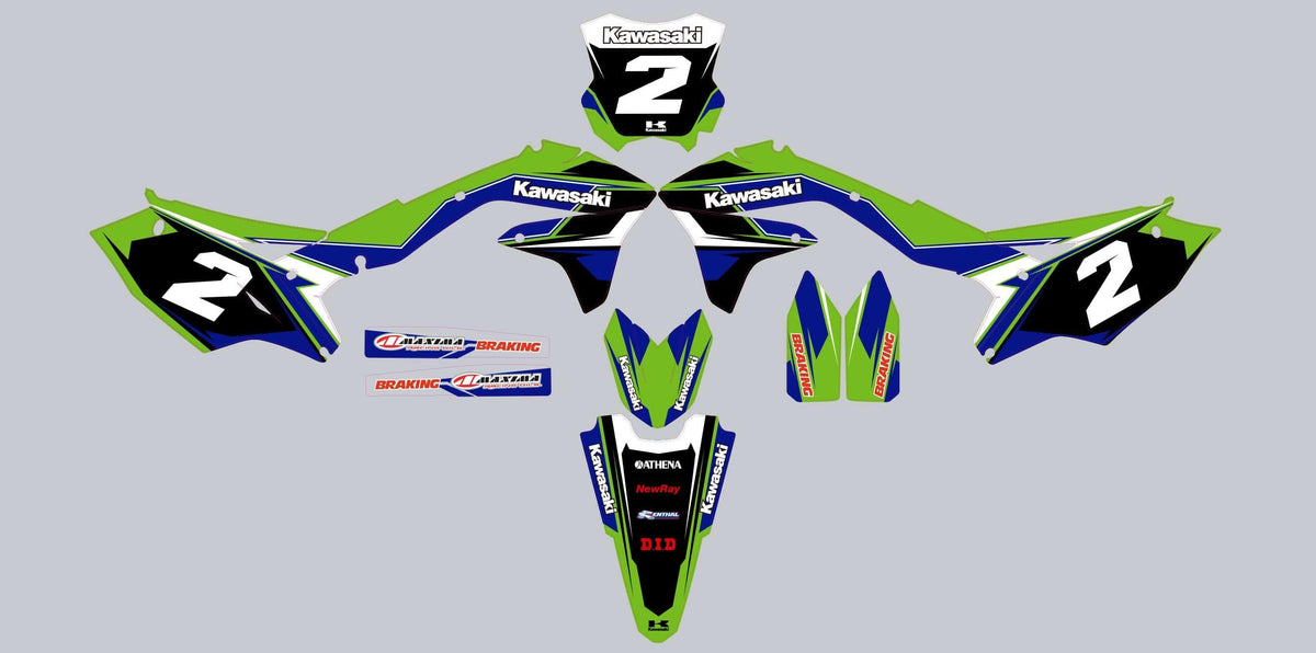 Kit déco KAWASAKI KXF 450 2016-2018 GREEN BLUE