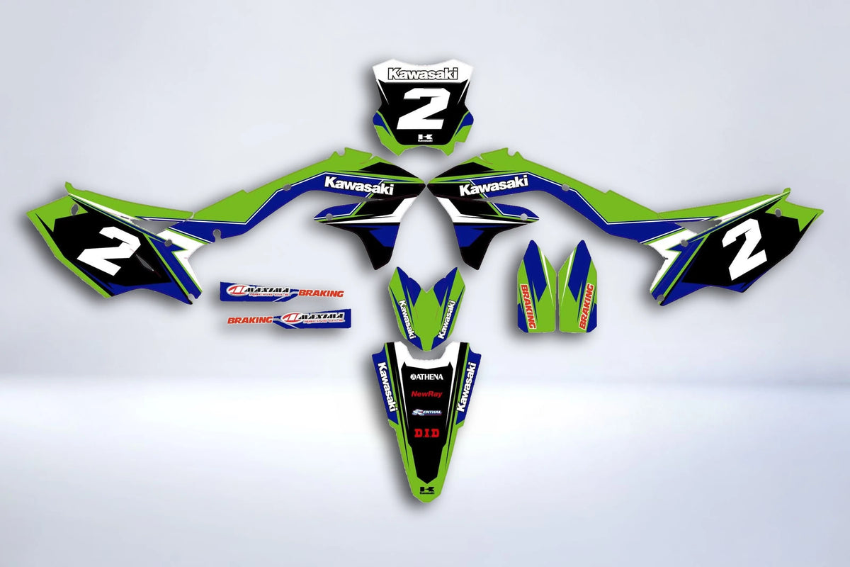 Dekorationskit KAWASAKI KXF 450 2016-2018 GRÜN BLAU