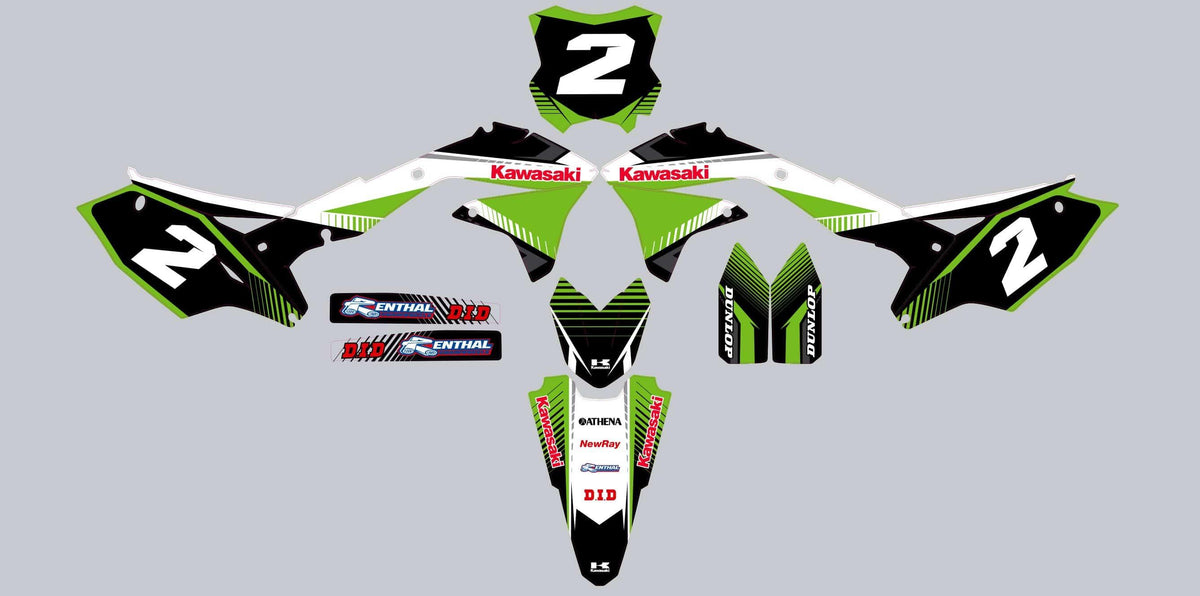 Kit déco KAWASAKI KXF 450 2016-2018 WHITE GREEN RED #2