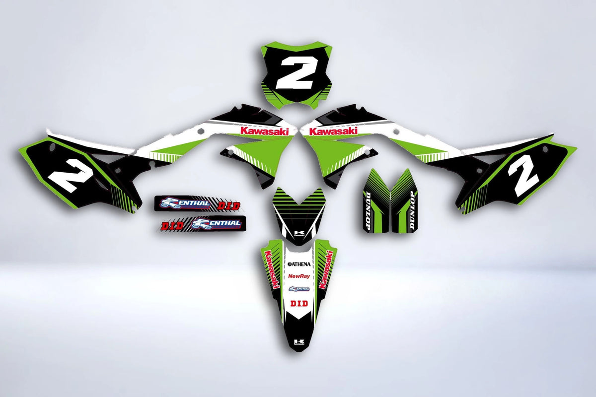 Kit déco KAWASAKI KXF 450 2016-2018 WHITE GREEN RED #2