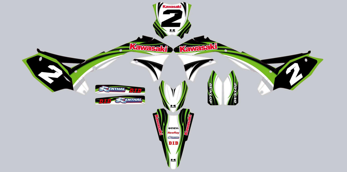 Kit déco KAWASAKI KXF 450 2016-2018 WHITE GREEN RED