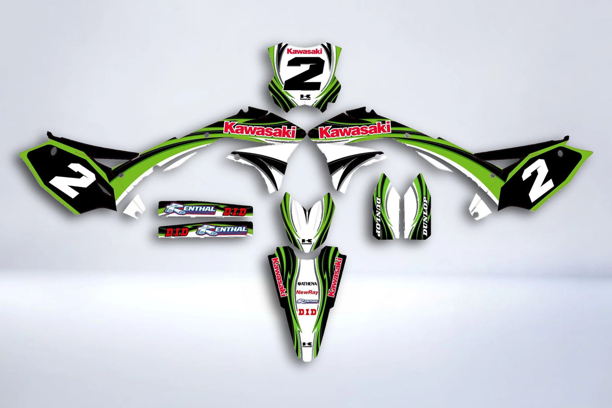 Kit déco KAWASAKI KXF 450 2016-2018 WHITE GREEN RED