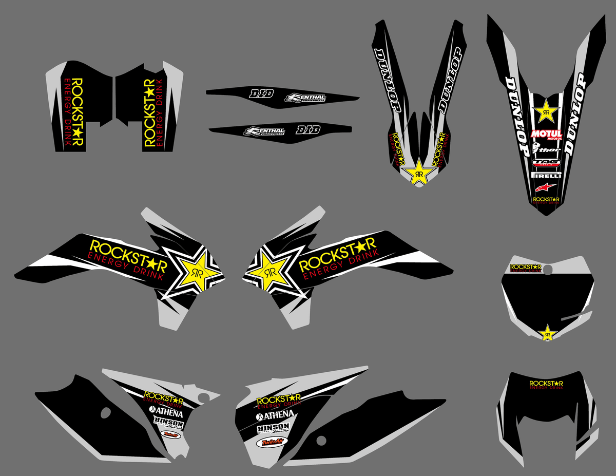 graphics kit KTM EXC EXC-F SX SX-F 2013-2016 - GREY ROCKSTAR