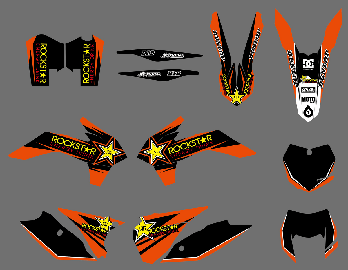 graphics kit KTM EXC EXC-F SX SX-F 2013-2016 - ORANGE ROCKSTAR