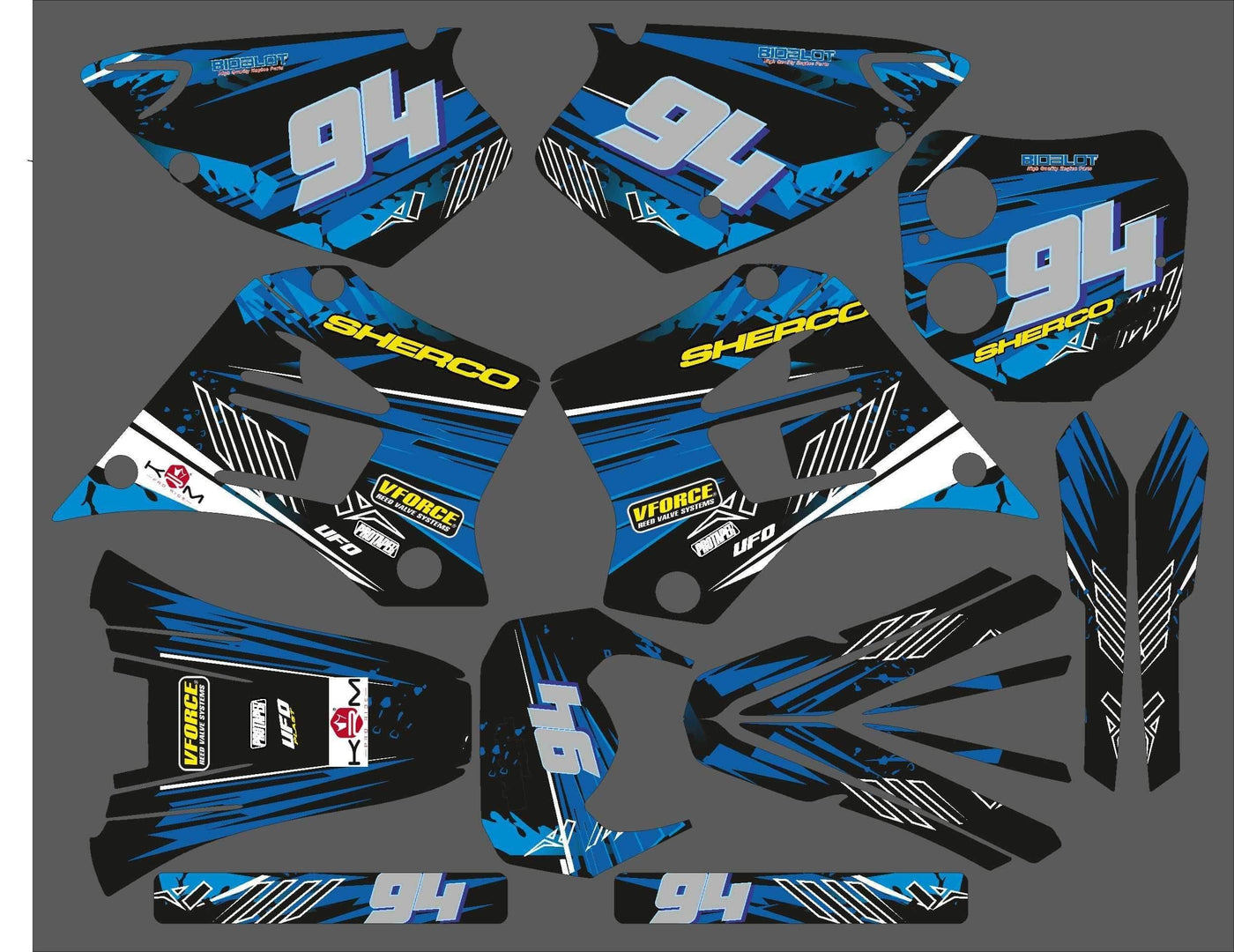 SHERCO HRD 50cc 1998-2005 graphics kit BLUE YZ