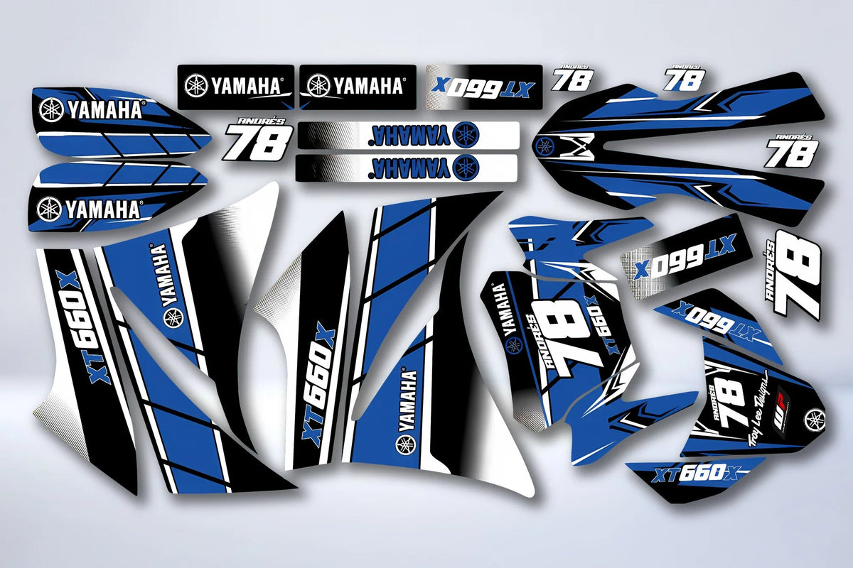 Kit déco YAMAHA XT 660 AVANT 2006 - BLACK AND BLUE