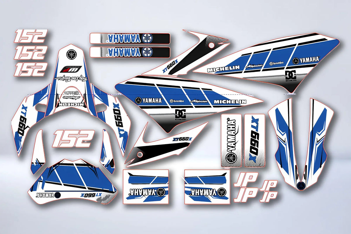 Kit déco YAMAHA XT 660 X APRES 2006 WHITE BLUE