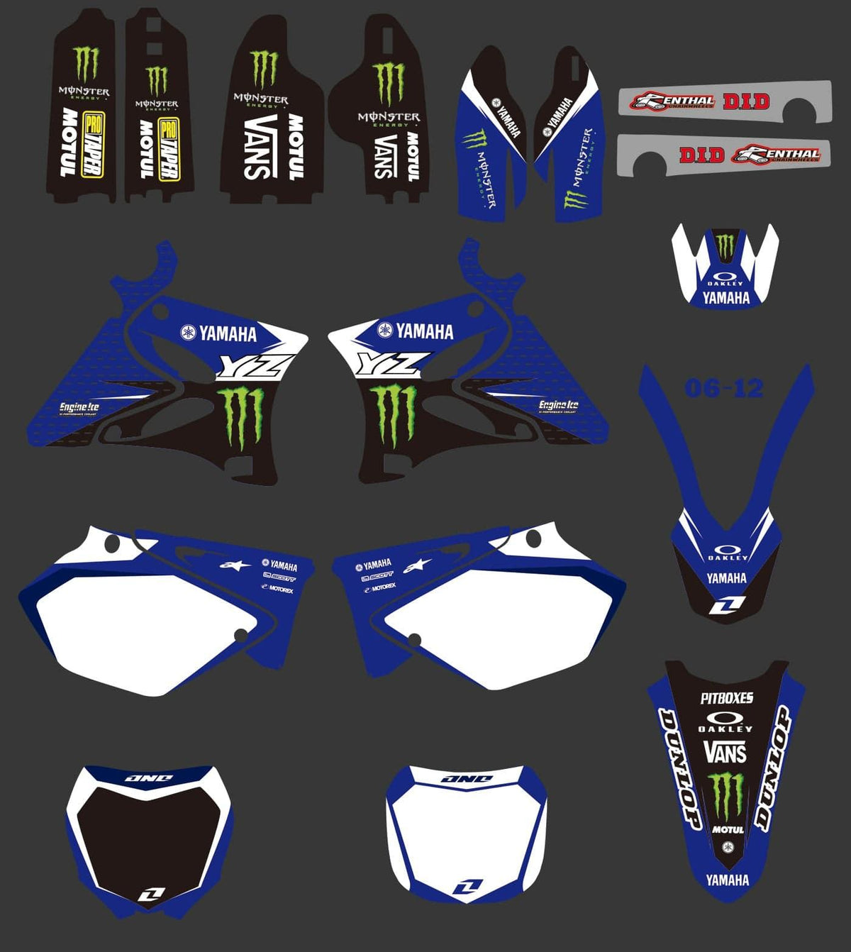 Kit déco YAMAHA YZ 125-250 2002-2014 - BLUE MONSTER