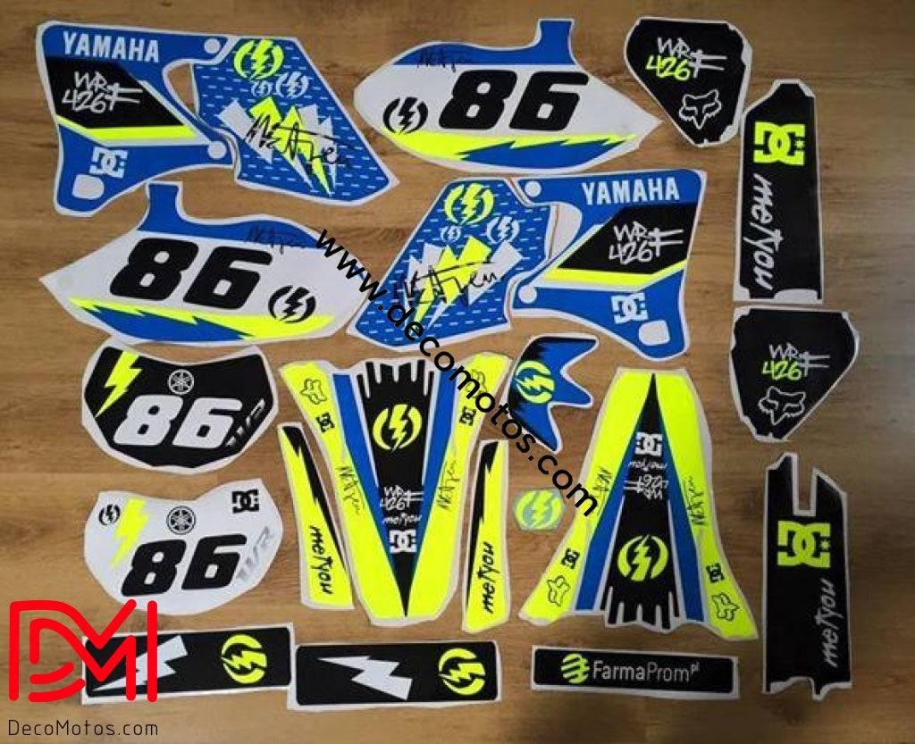 Kit Déco YAMAHA YZF 250 - 426 1998-2002 BLEU (NON FLUO, fluo en option)