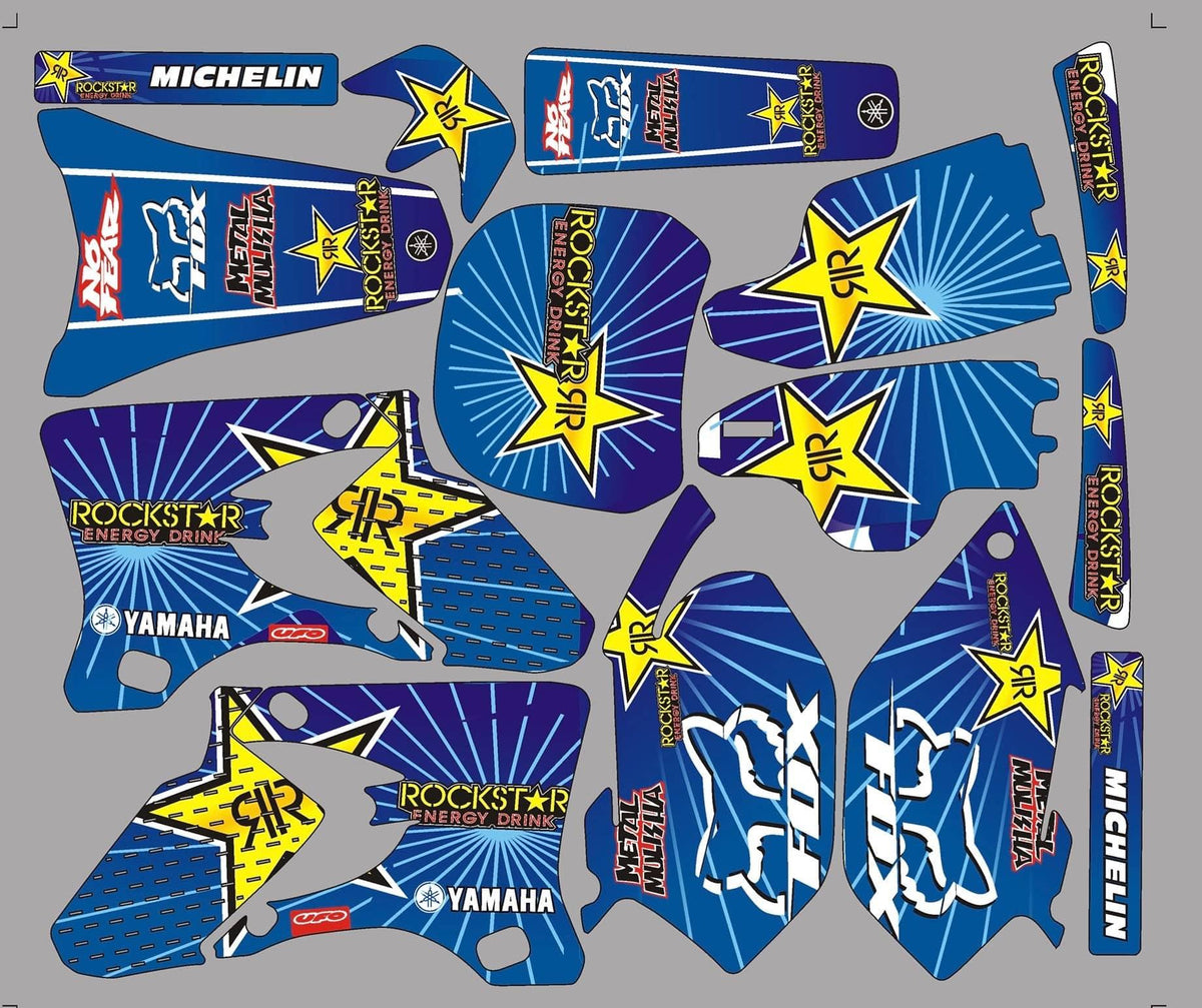 kit grafiche YAMAHA YZF 250-450 2003-2005 - ROCKSTAR GIALLO BLU