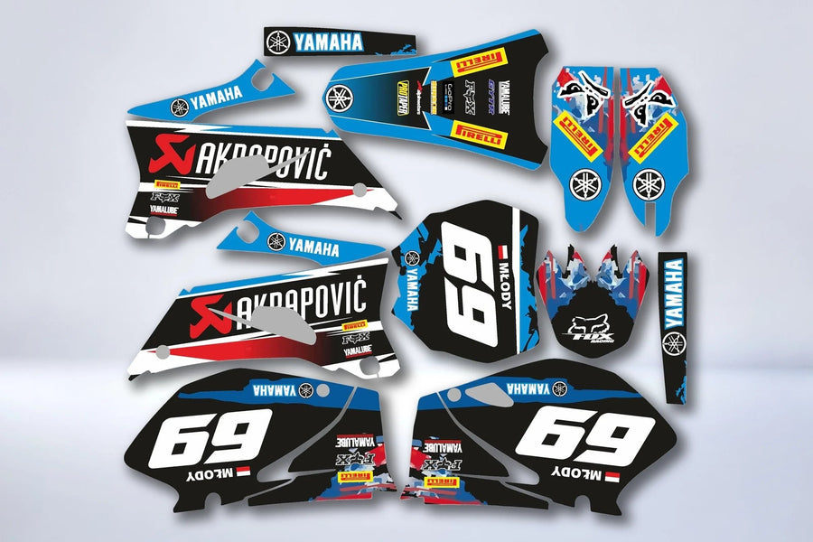 Kit Déco YAMAHA YZF 250-450 2006-2009 - BLUE RED AKRA
