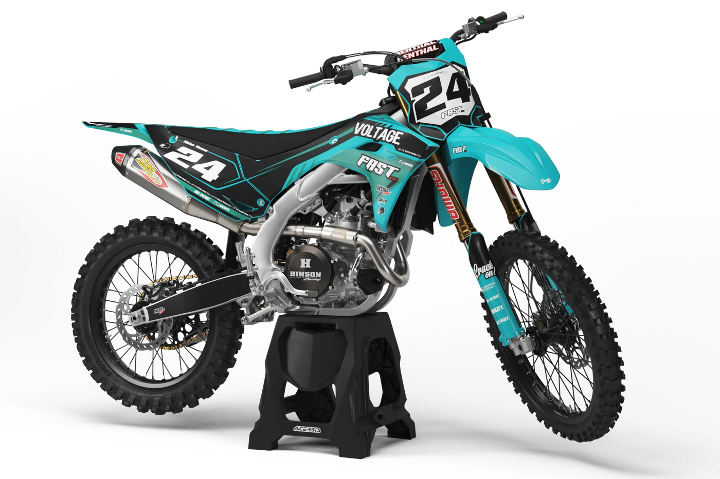 Kit Déco Kawasaki KXF 250 2025 & KXF 450 2024-2025 - Turquoise