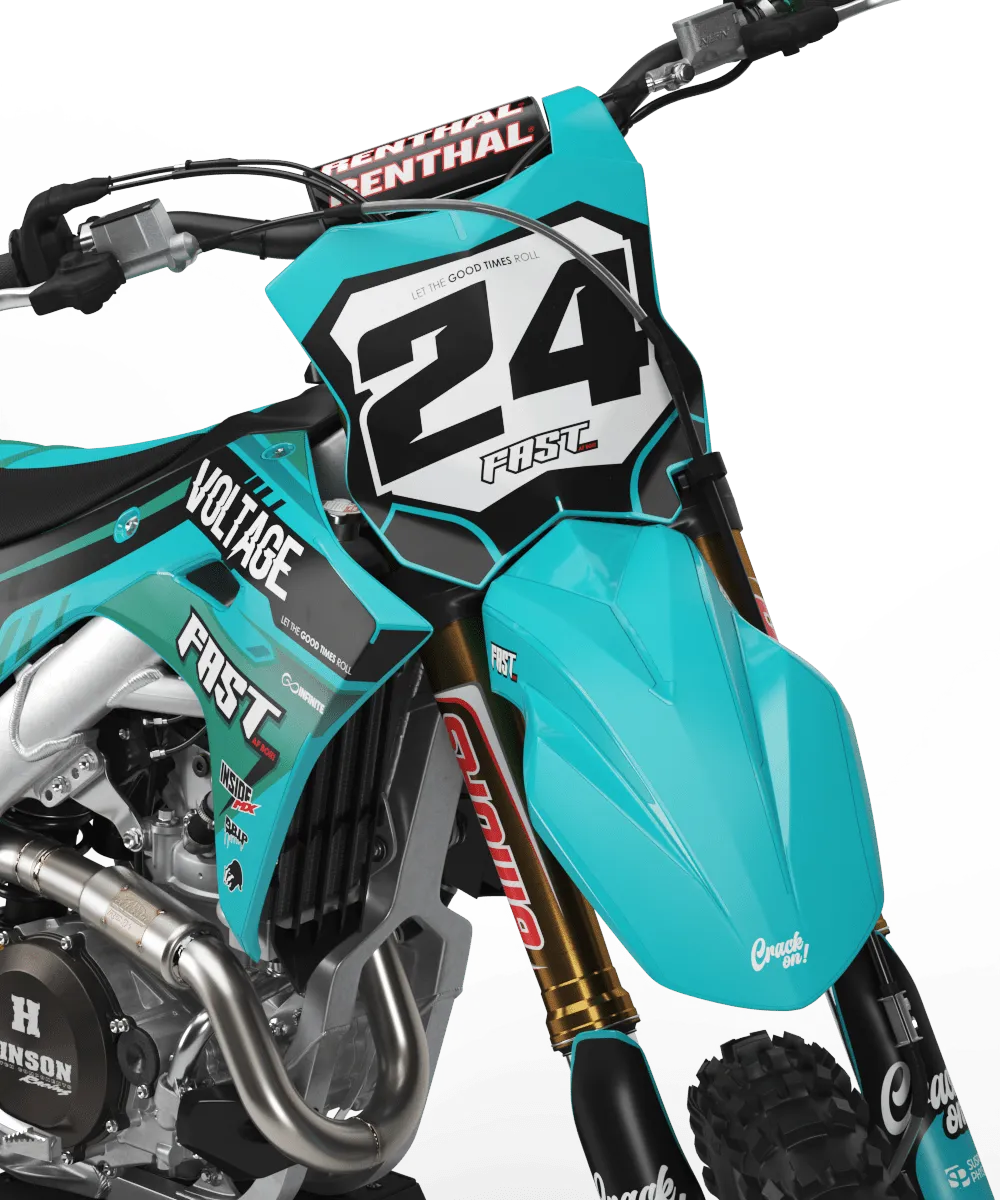 Kit Déco Kawasaki KXF 250 2025 & KXF 450 2024-2025 - Turquoise