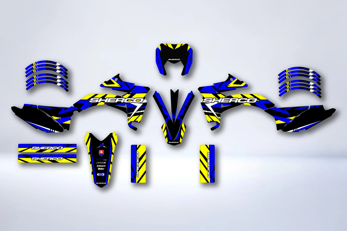 Kit de adhesivos Sherco SE-R SM-R 50cc 2013-2026 - AZUL AMARILLO