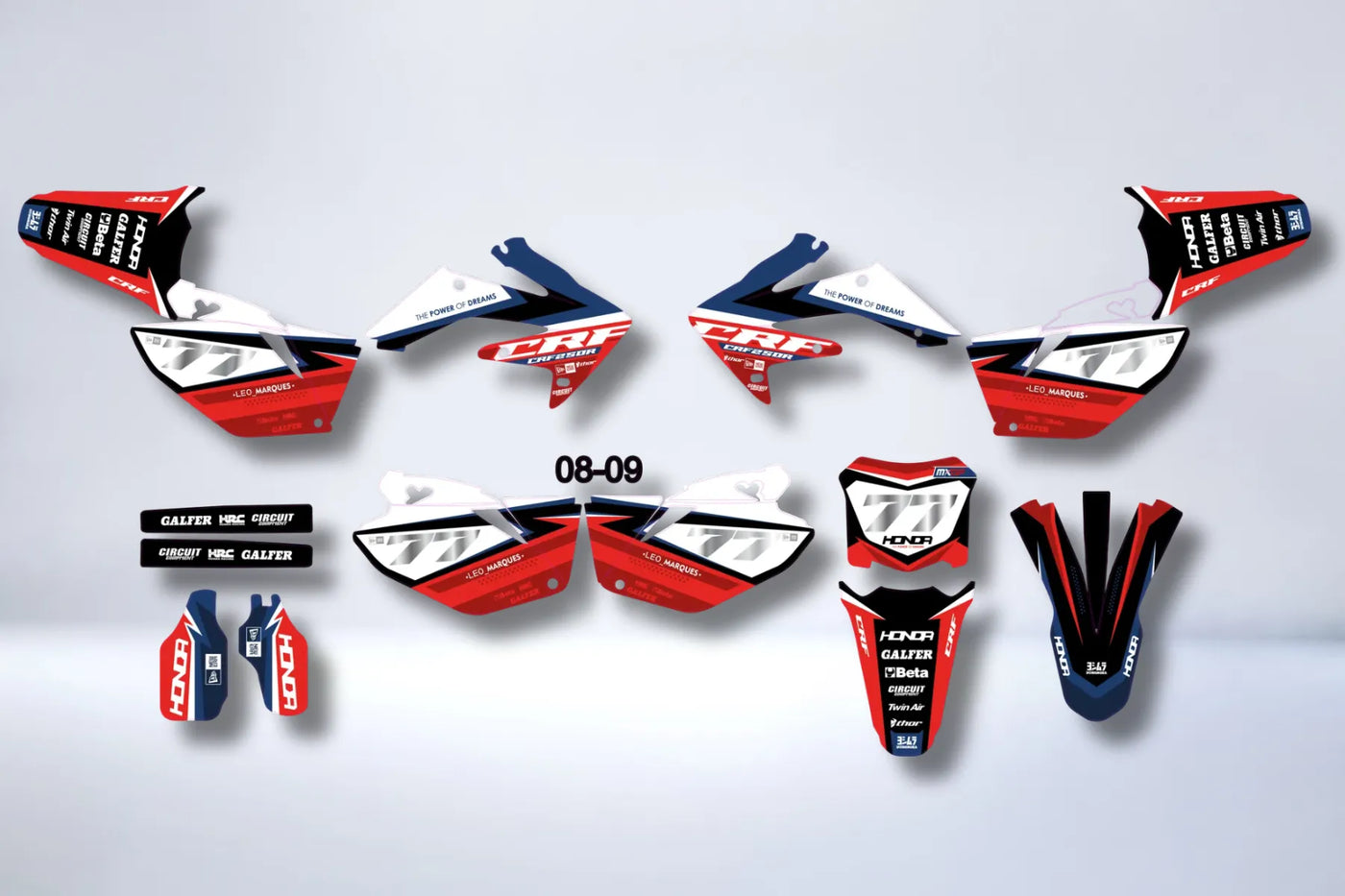 Honda CRF 250 2004-2009 graphics kit - RED