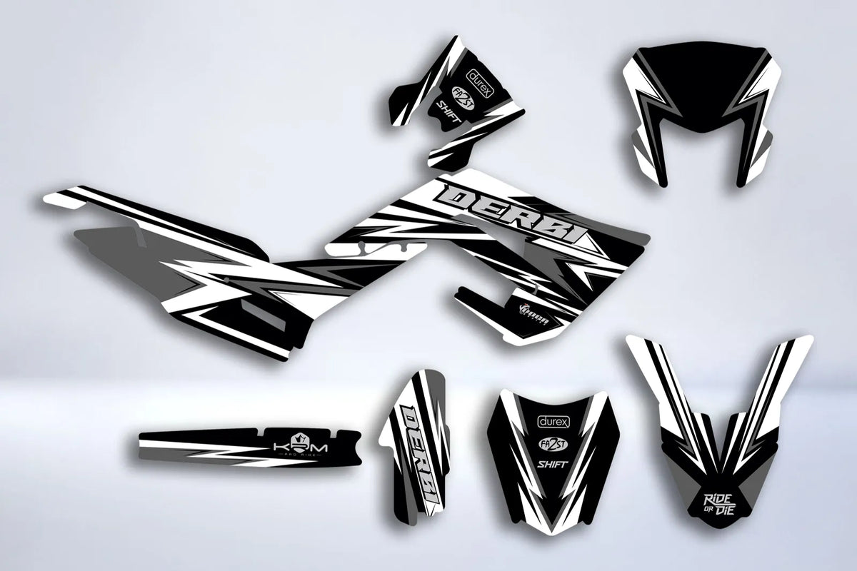 Kit Déco DERBI X-TREME / RACING 2018-2024 - BLACK & WHITE