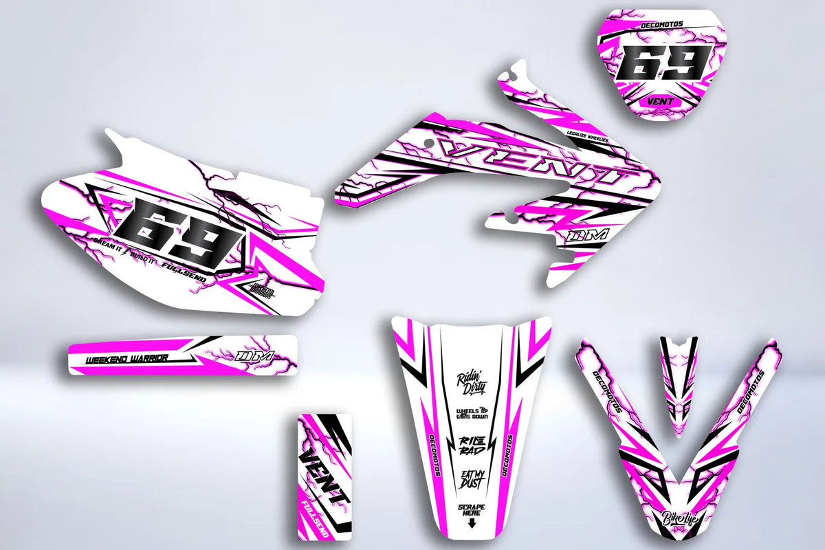 graphics kit HM Vent Derapage 50cc 2006-2025 - STELLAR WHITE & PINK