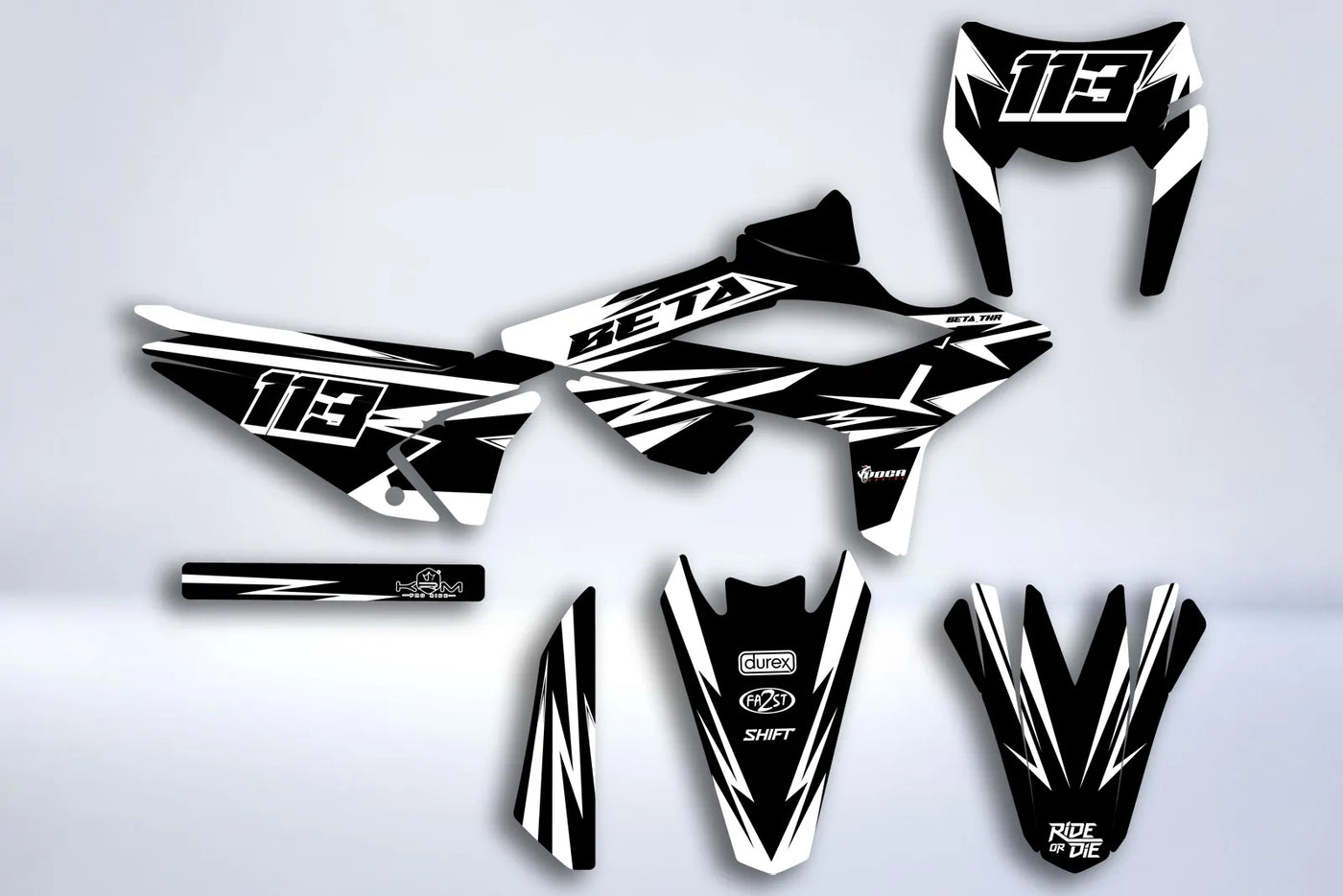 Kit déco BETA RR Enduro 2023-2024 - BLACK & WHITE