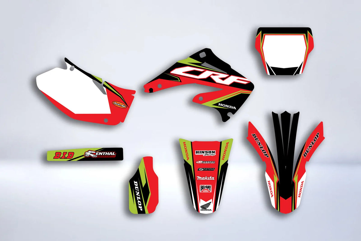 Graphics kit HONDA CRF 450 2002-2004 - RED GREEN