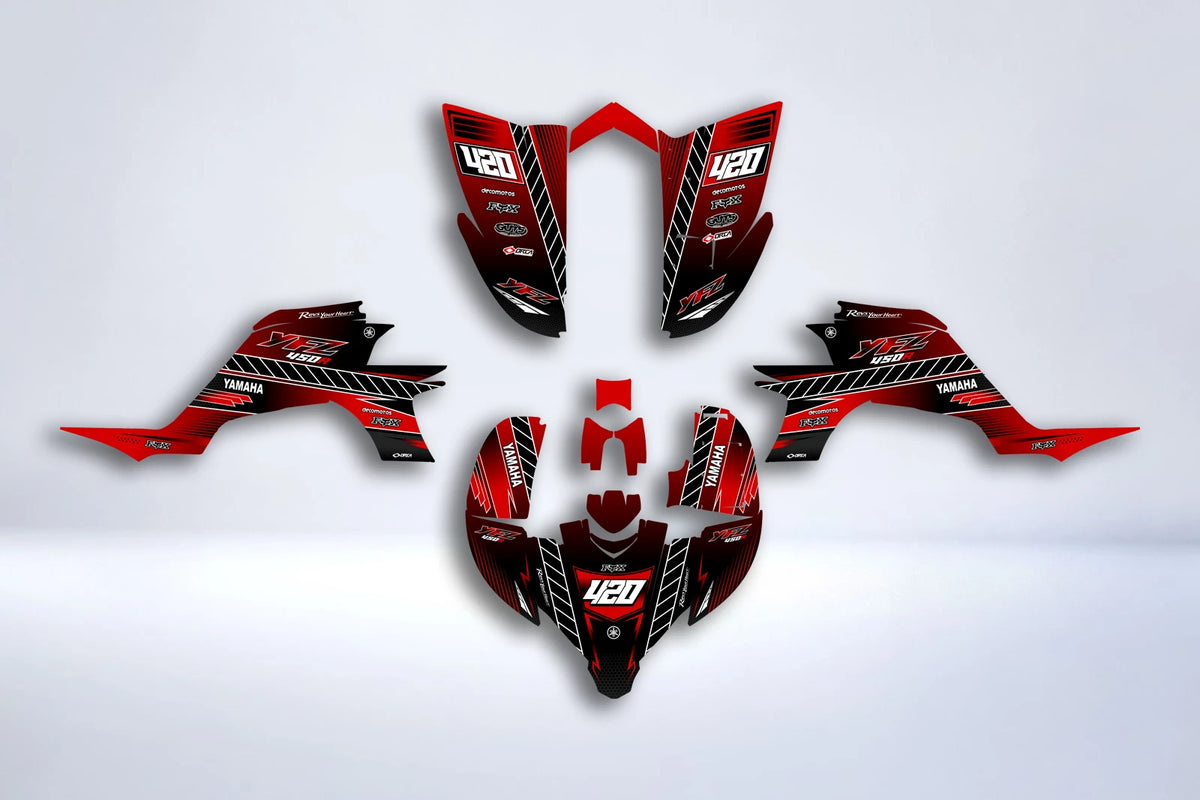 Graphics kit Yamaha YFZ 450 RAPTOR 2003-2008 - RED GRADIENT