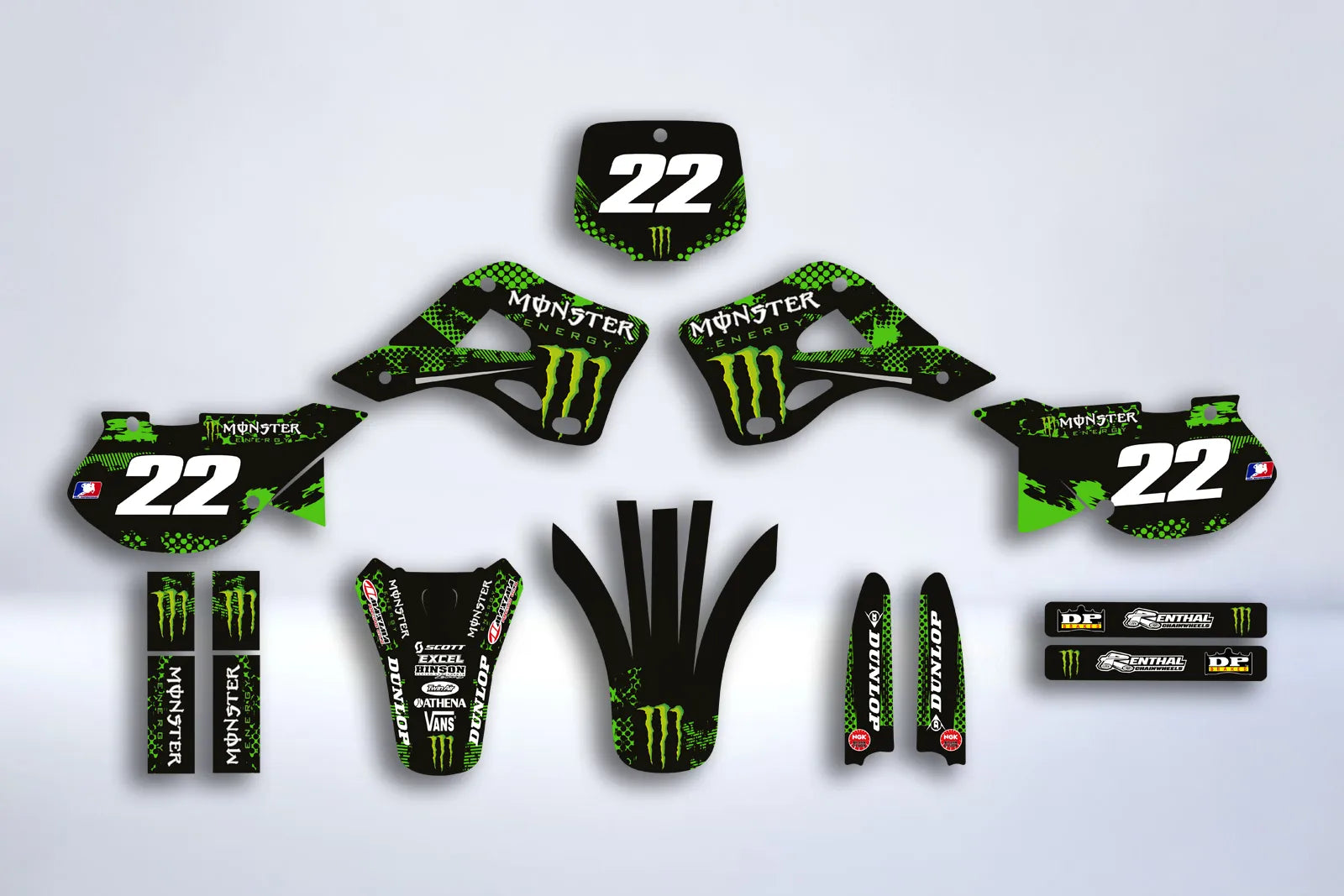 Kawasaki KX 125-250 1999-2002 MONSTER #2 decal kit Kawasaki KX 125-250 1999-2002 MONSTER #2 decal kit