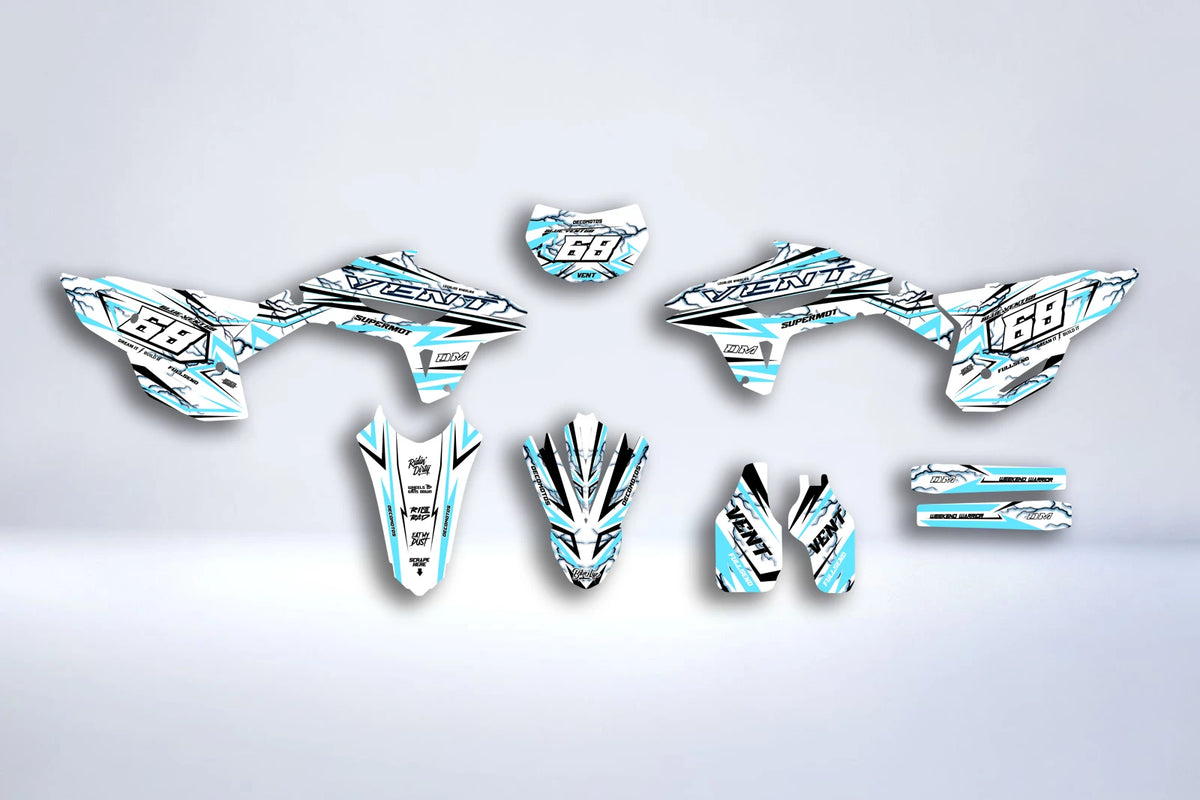 Dekor-Kit HM Vent Derapage 50cc 2006-2025 - STELLAR WEISS & BLAU