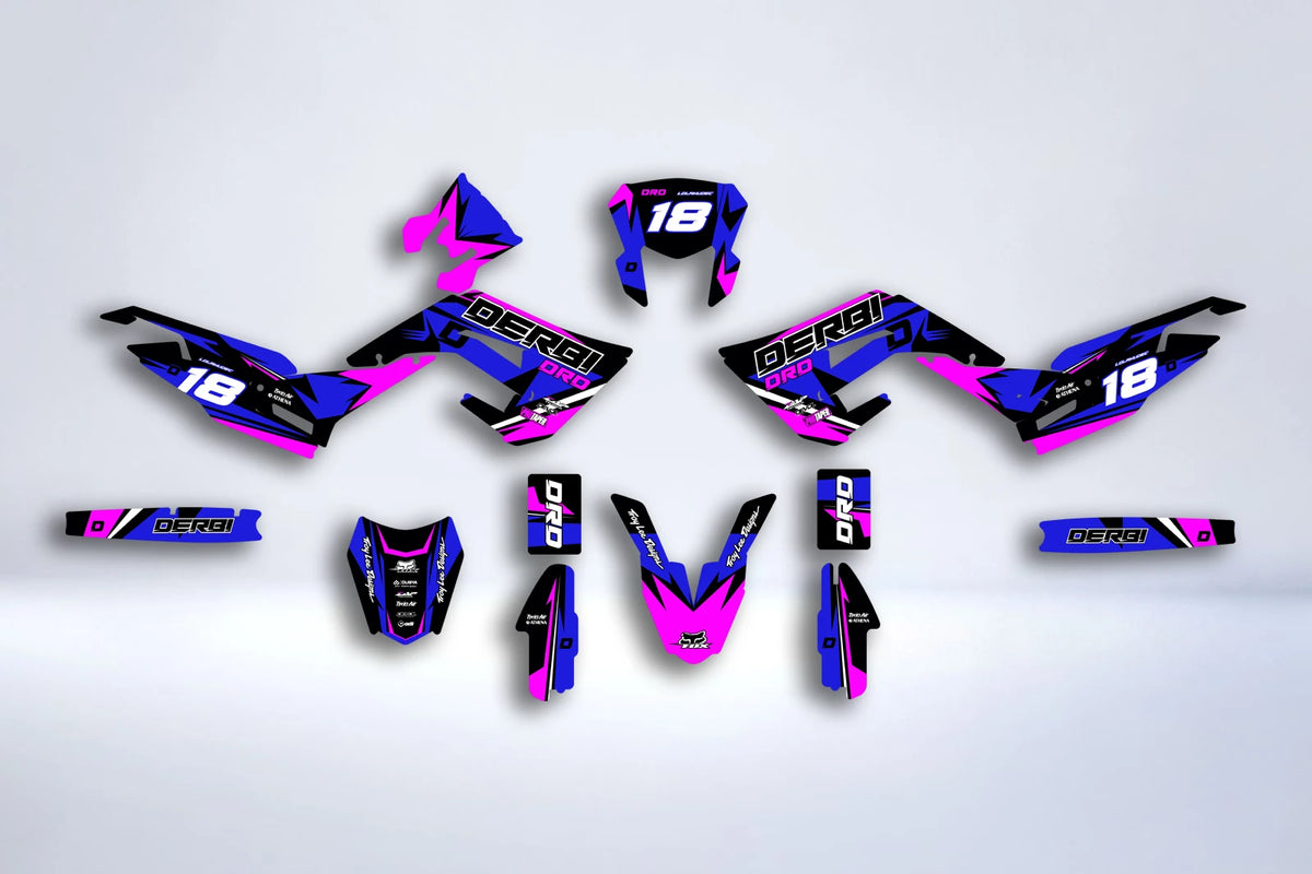kit grafiche DERBI X-TREME / RACING 2018-2024 - BLUE PINK
