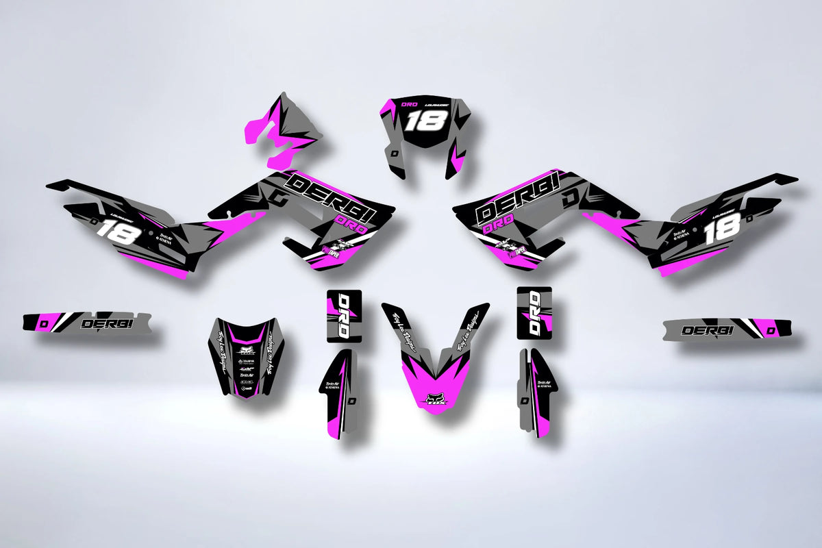 Dekor-Kit DERBI X-TREME / RACING 2018-2024 - GRAU PINK
