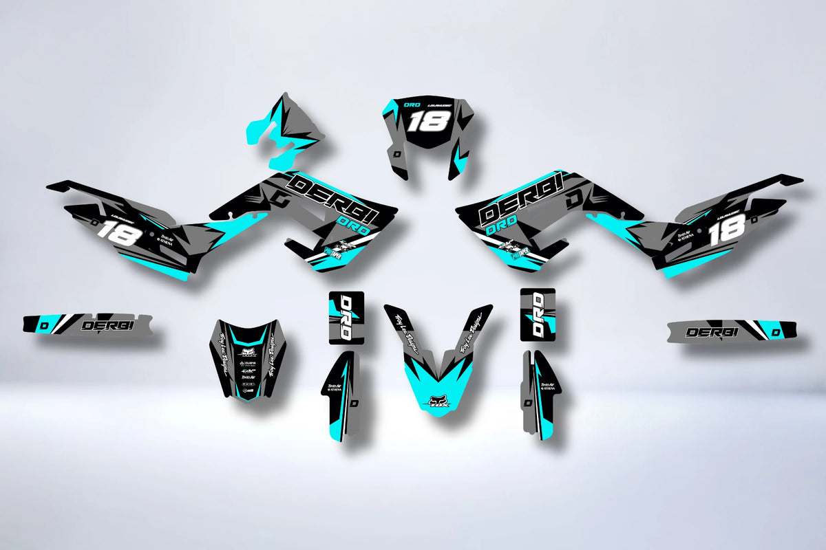 Graphics kit DERBI X-TREME / RACING 2018-2024 - GREY CYAN