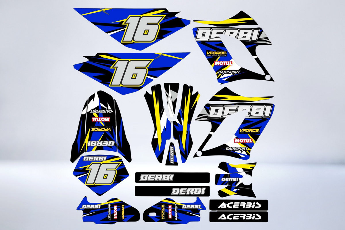 Dekorationskit DERBI DRD RACING 2004-2009 - GELB BLAU